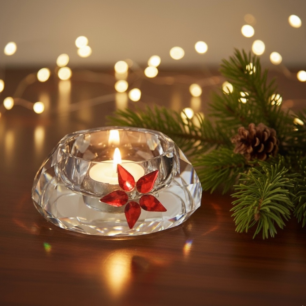 Swarovski Crystal Poinsettia Tea Light Holder